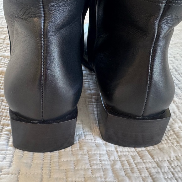 Etienne Aigner Black Leather Wide-Calf Boots, Square Toe - Picture 4 of 6